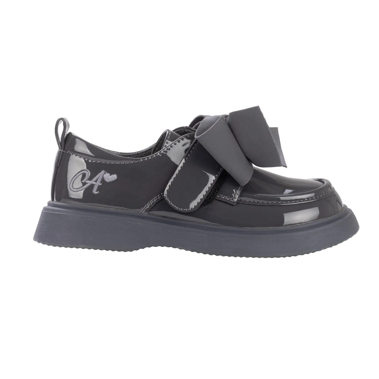 A DEE - Back To School Mary Bow Shoe - Dark Grey