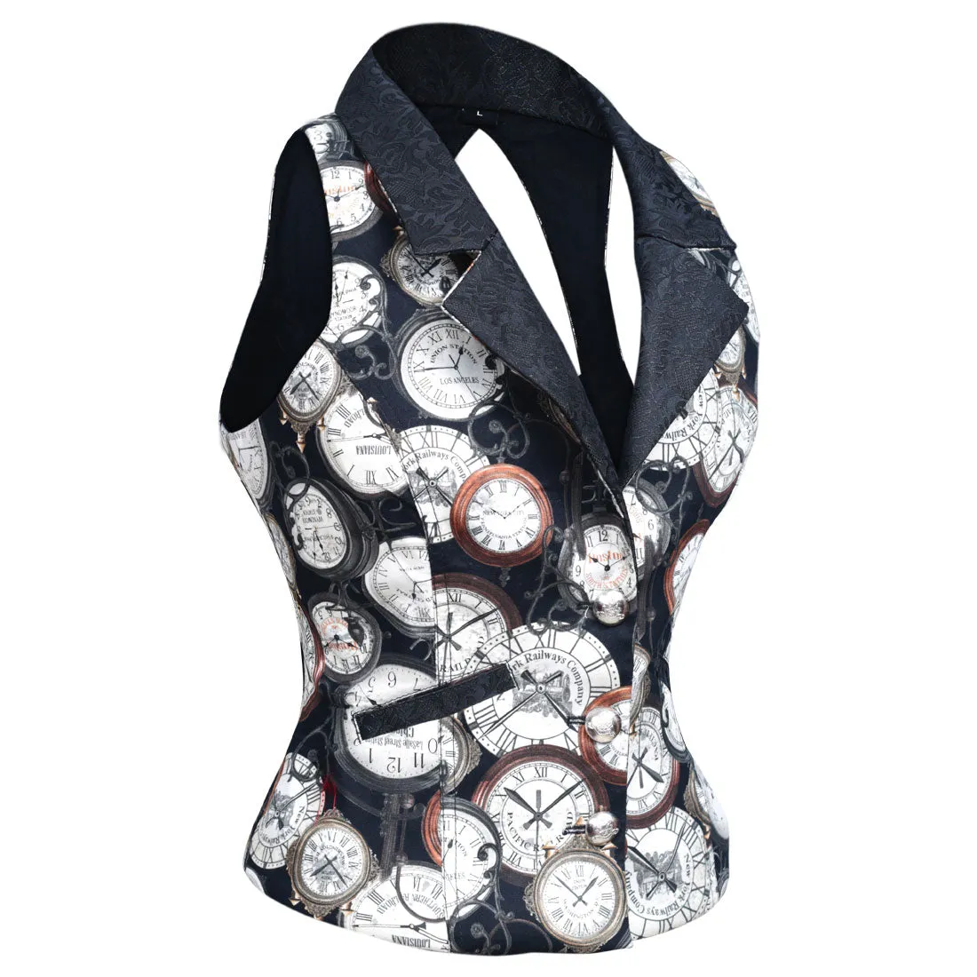 Anemone Steampunk Clock Print Waist Coat