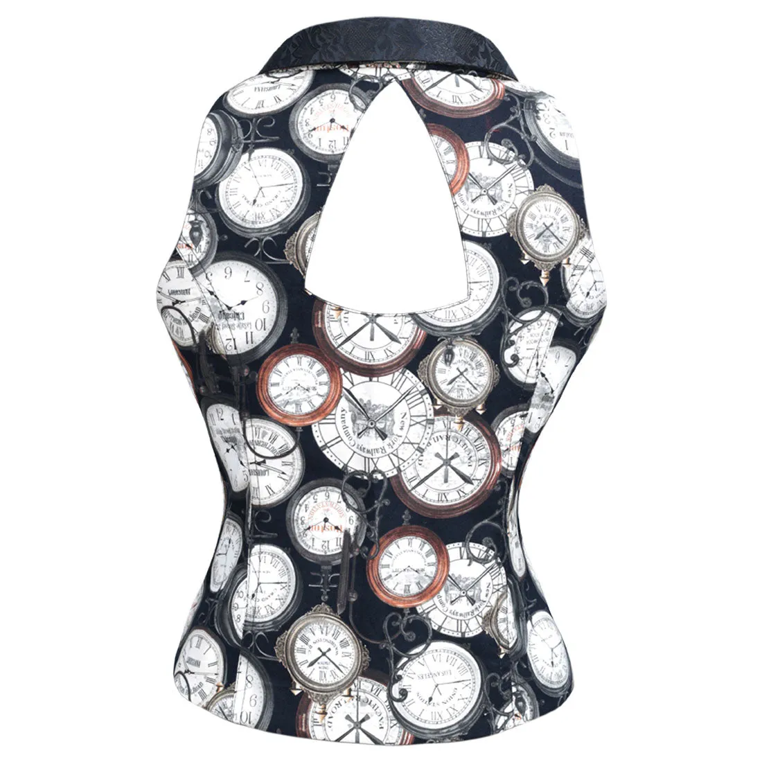 Anemone Steampunk Clock Print Waist Coat