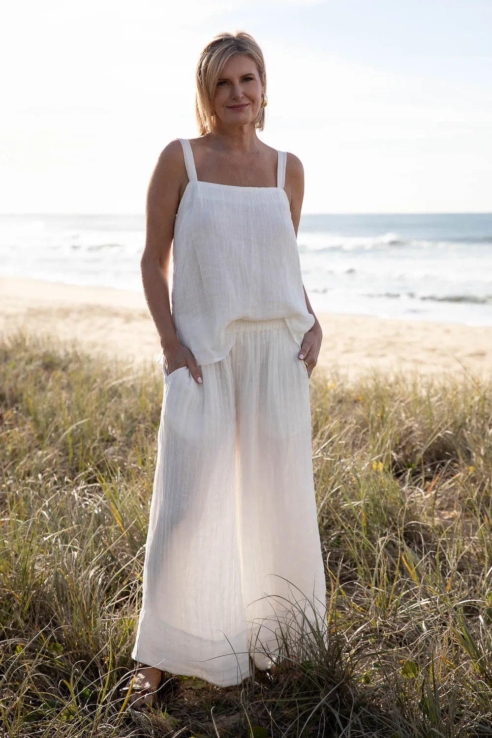 Arana Linen Pant - Off White