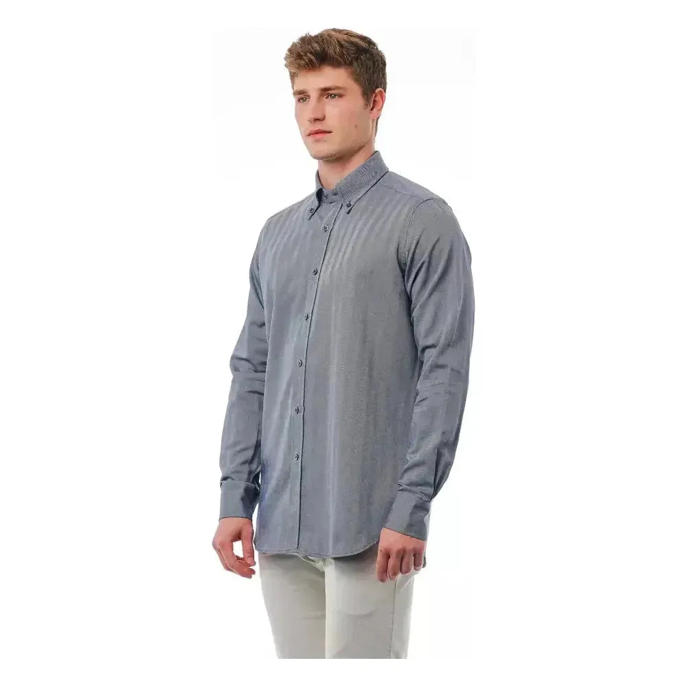 Bagutta Blue Cotton Men Shirt