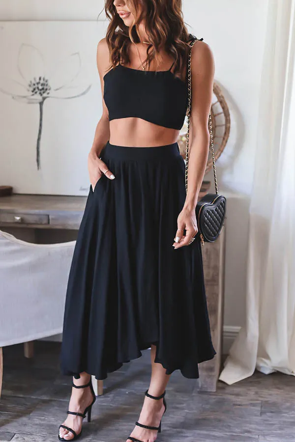 Casual Irregular Design Solid Color Two-piece Set