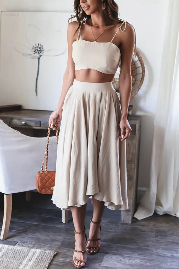 Casual Irregular Design Solid Color Two-piece Set