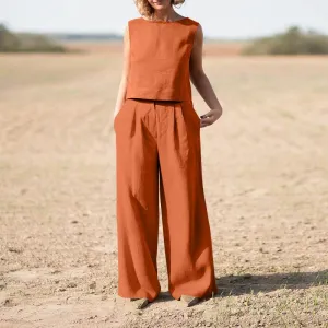 Casual Vest Top   Wide-leg Pants Sets