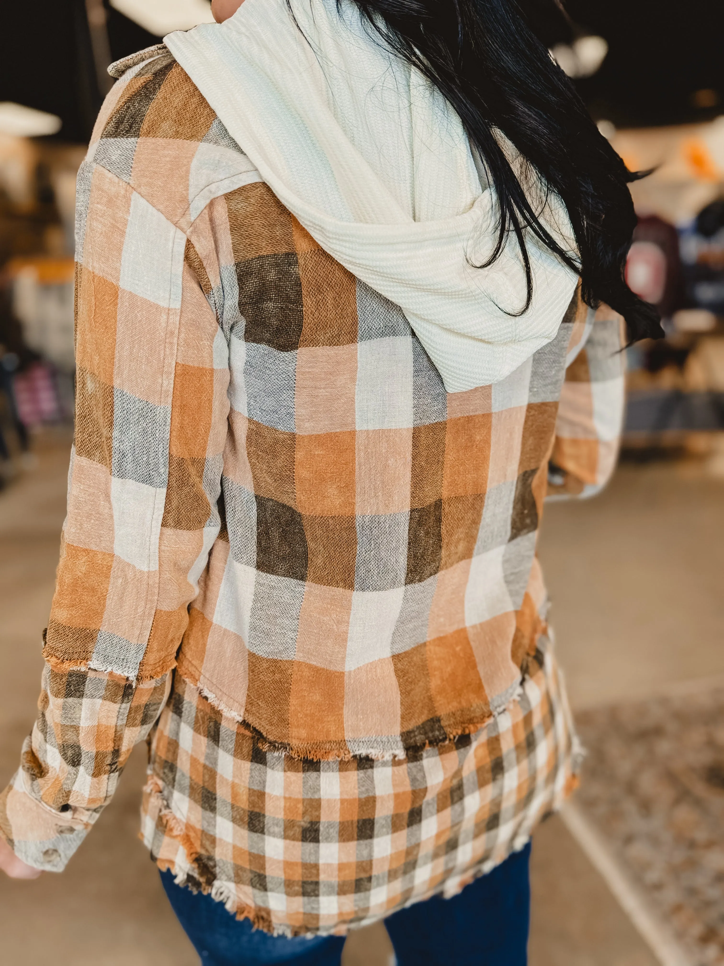 Checkered Hoodie Jacket - Pumpkin/Rust