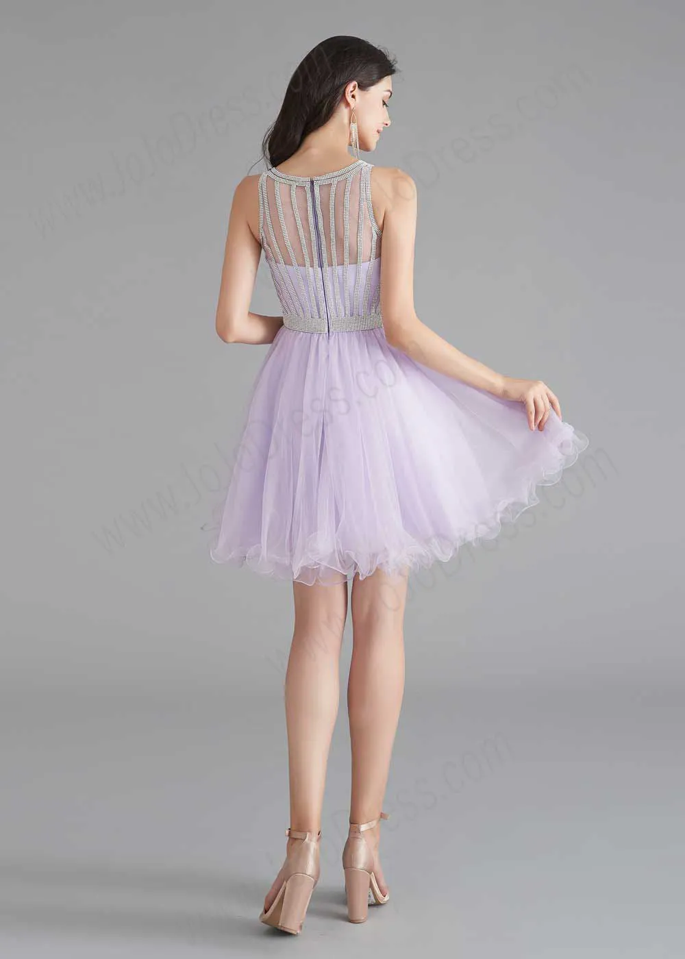 Chic Short Lilac Tulle Evening Dress