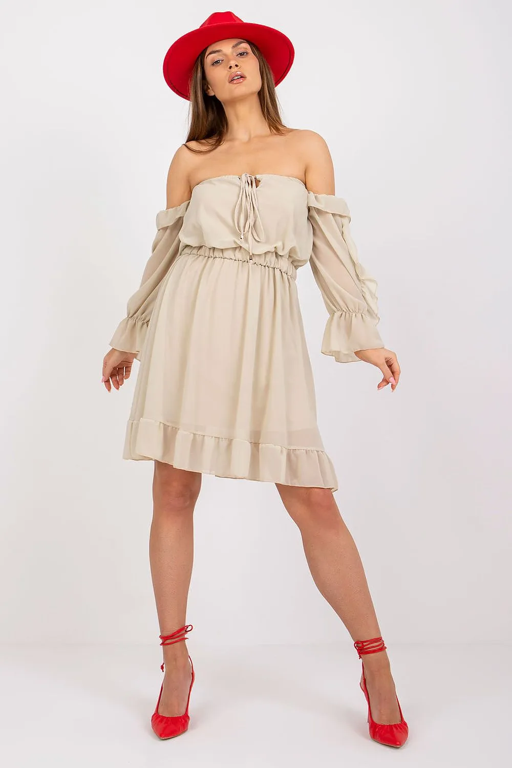 Chic Spanish Ruffled Sleeve Day Dress