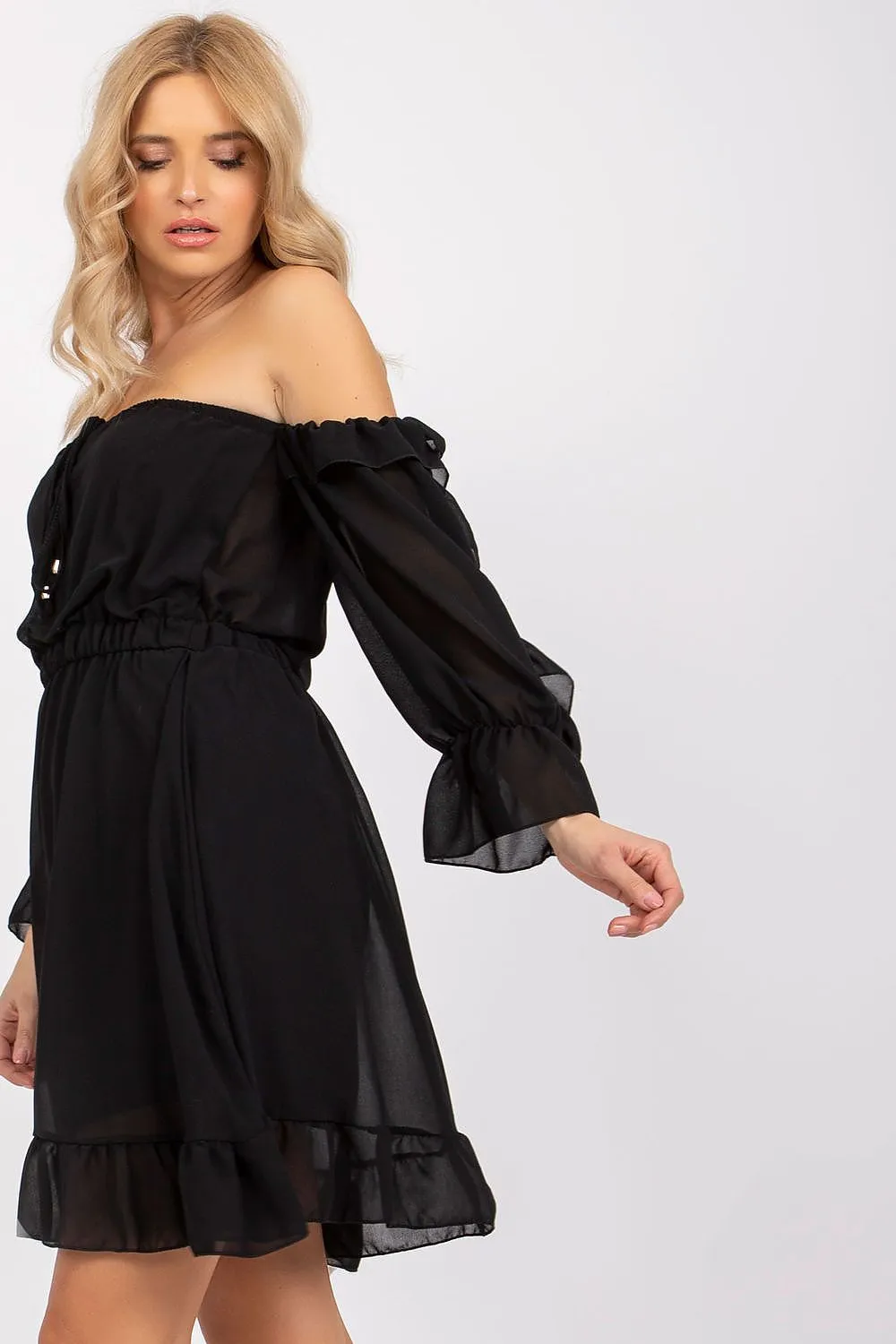 Chic Spanish Ruffled Sleeve Day Dress