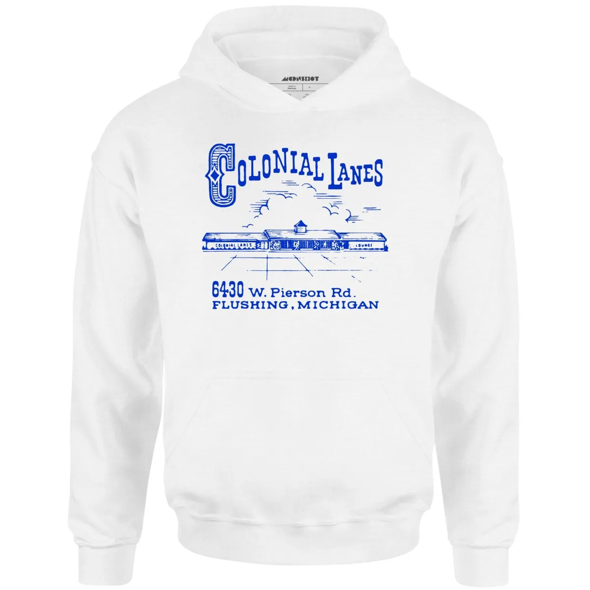 Colonial Lanes - Flushing, MI - Vintage Bowling Alley - Unisex Hoodie