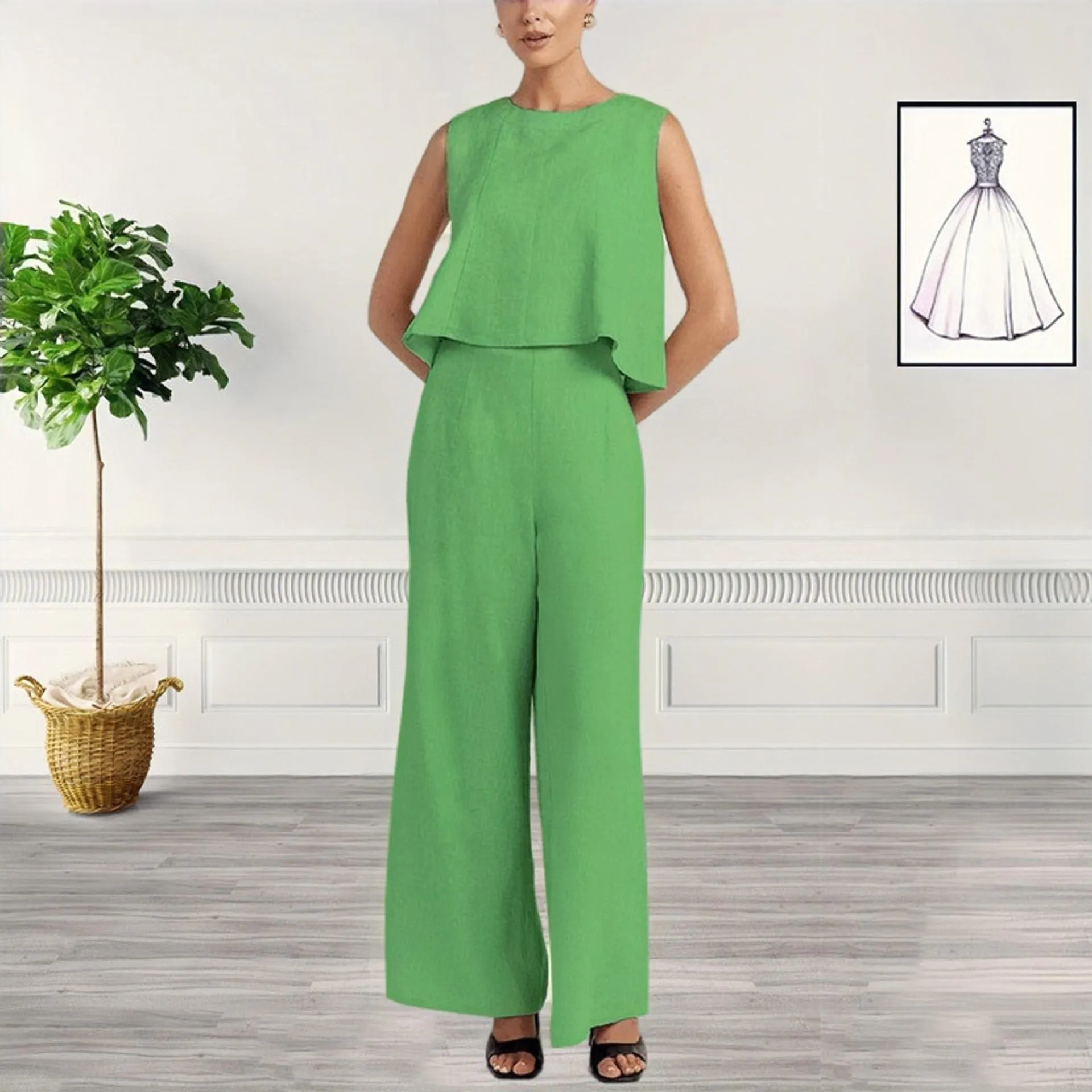 Cotton and linen leisure two-piece set