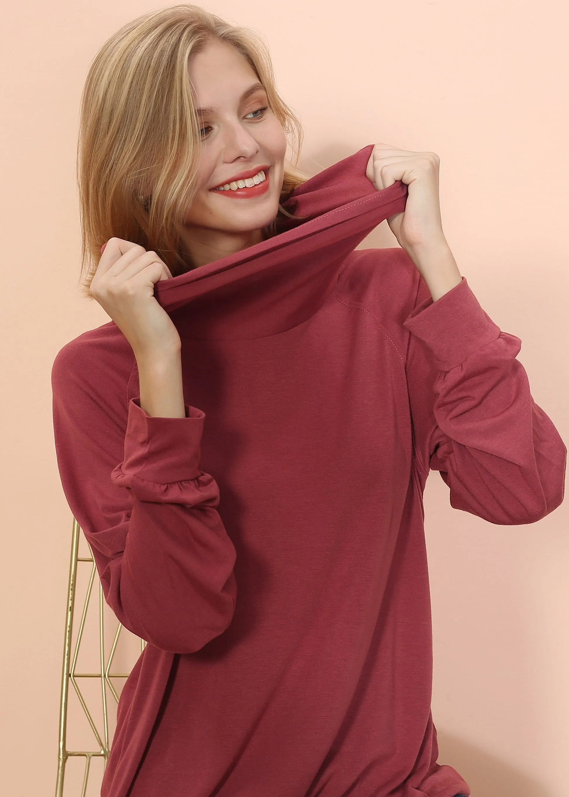 Cowl Neck Long Sleeve Pullover