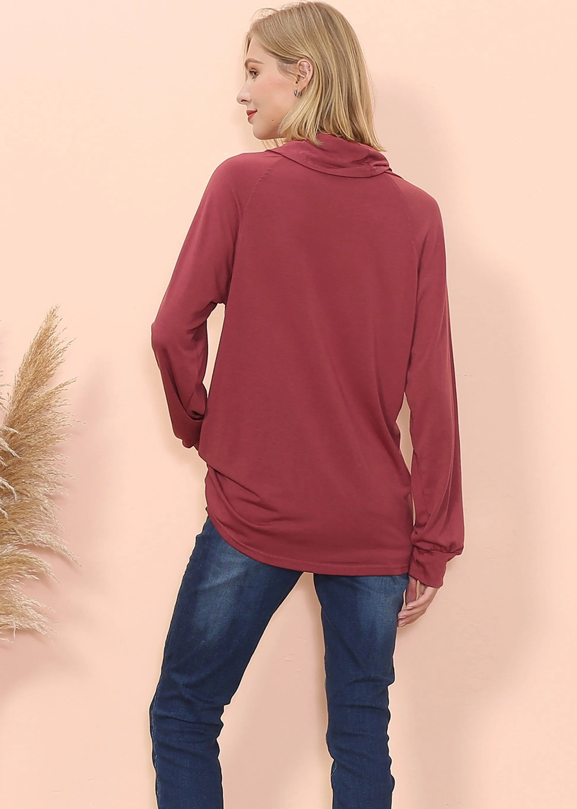 Cowl Neck Long Sleeve Pullover