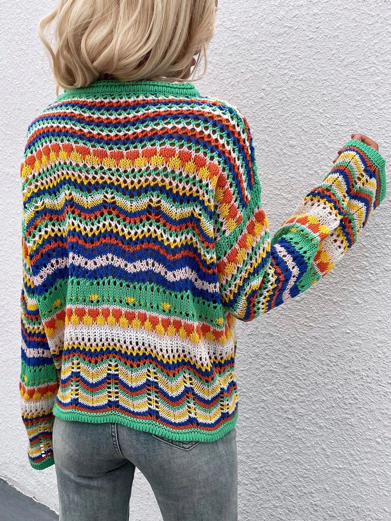 Cut Out Knitted Boho Sweater