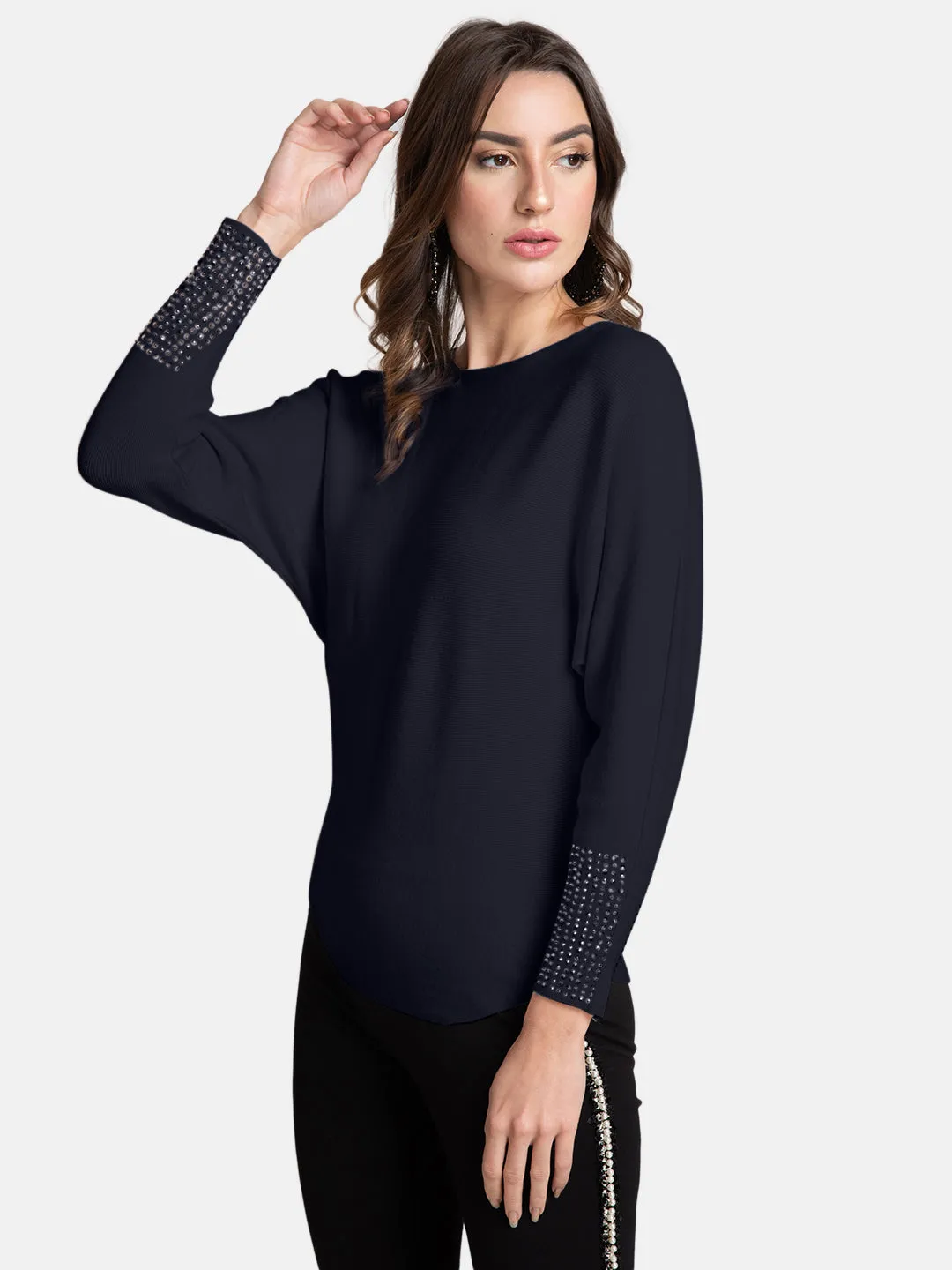 Embellished Sleeves Pullover