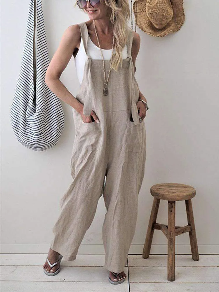 Fashion Pocket Front Square Neck Jumpsuit