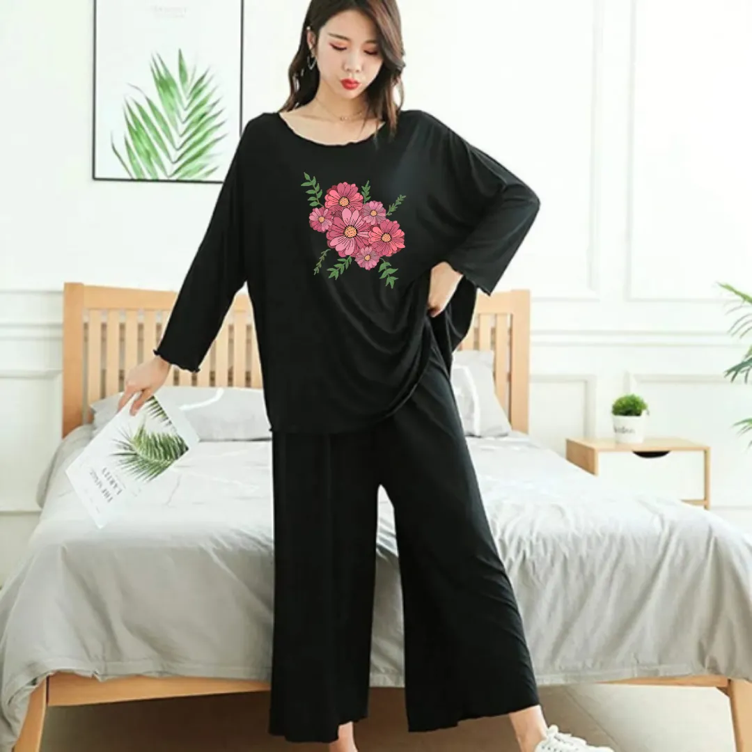 Flower Printed Loose Style Loungewear