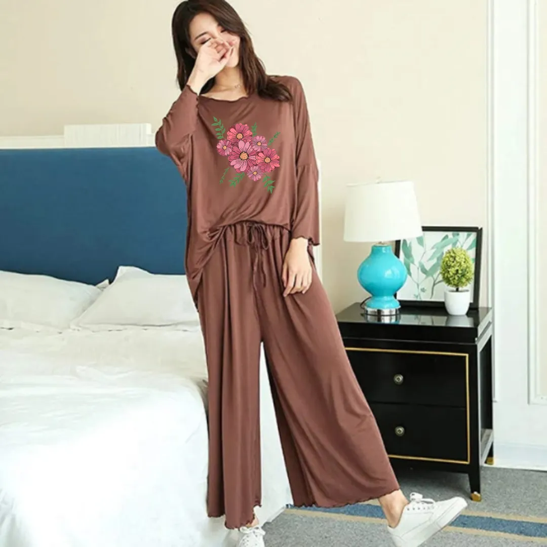 Flower Printed Loose Style Loungewear