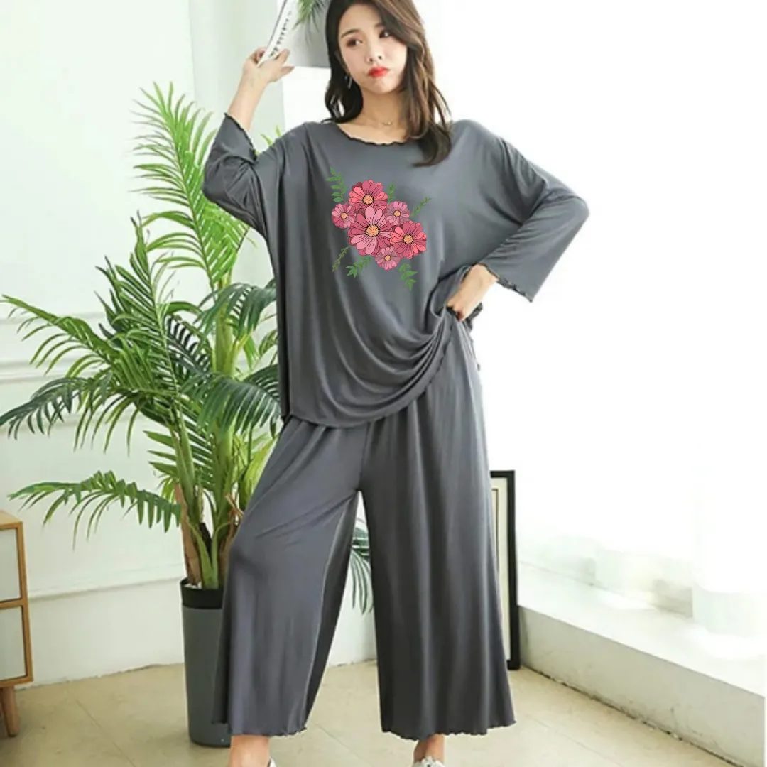 Flower Printed Loose Style Loungewear