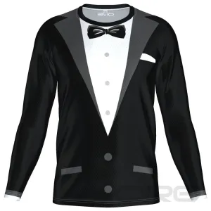 FMR Black Tie Tuxedo Long Sleeve Performance Running Shirt