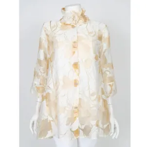 IC Collection Effortless Elegance Sheer Floral Blouse in Beige - 2277J-BG