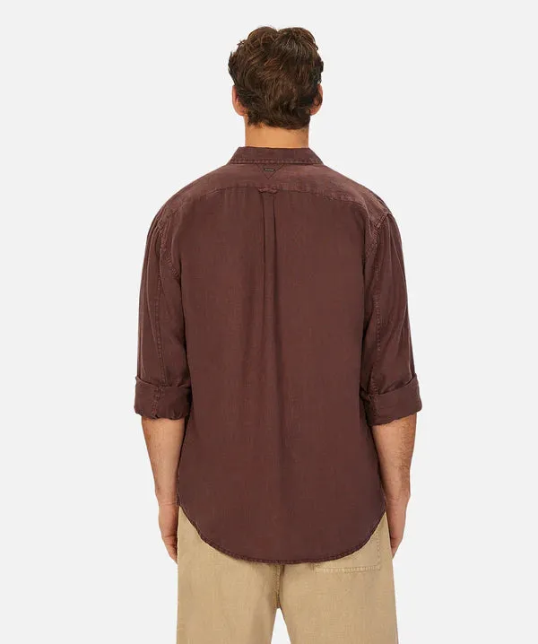 INDUSTRIE -  THE TENNYSON LINEN L/S SHIRT - BORDEAUX