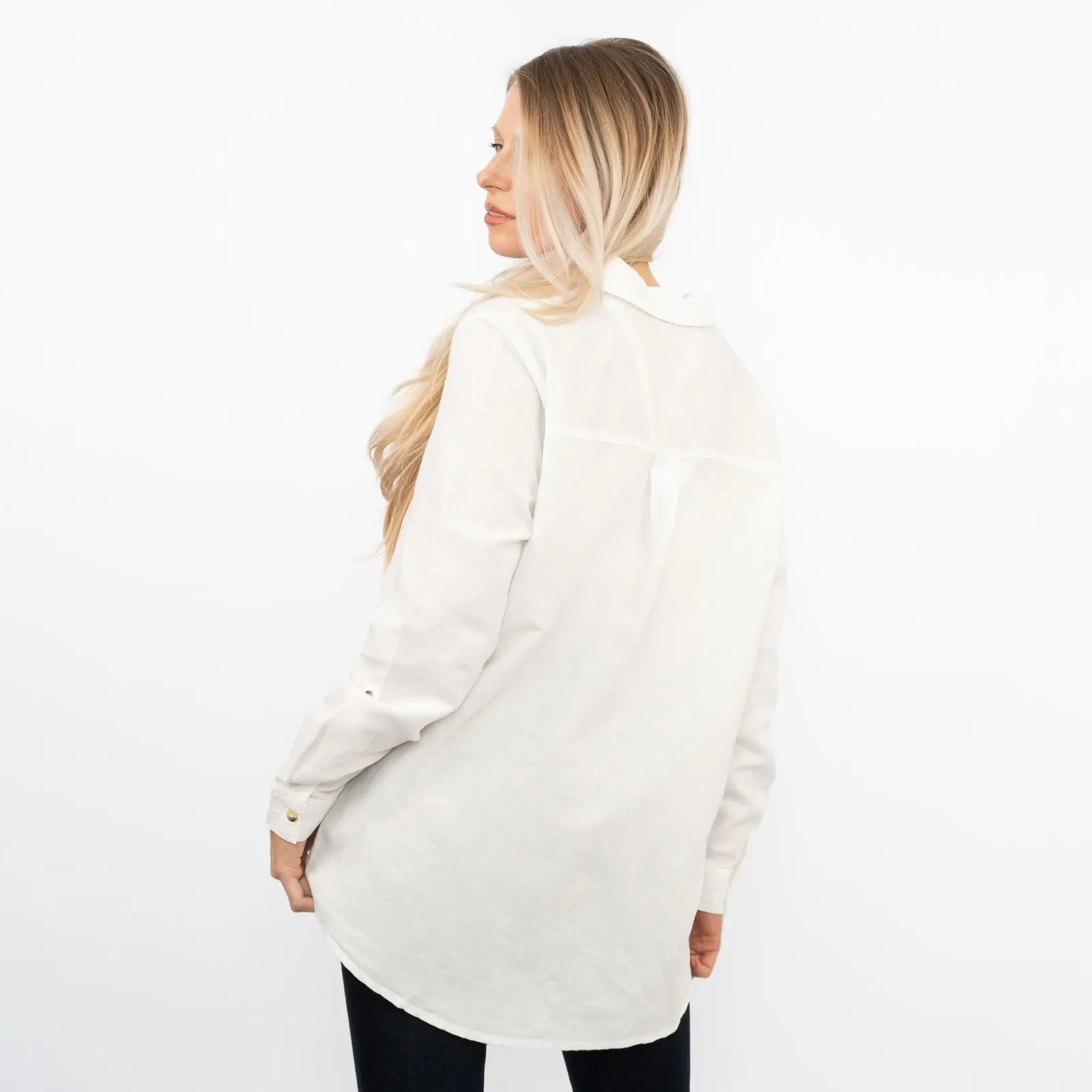 Ivory Long Sleeve Button Through Women's Shirts