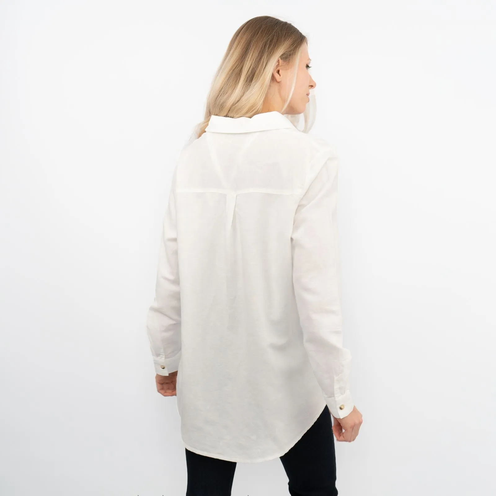 Ivory Long Sleeve Button Through Women's Shirts