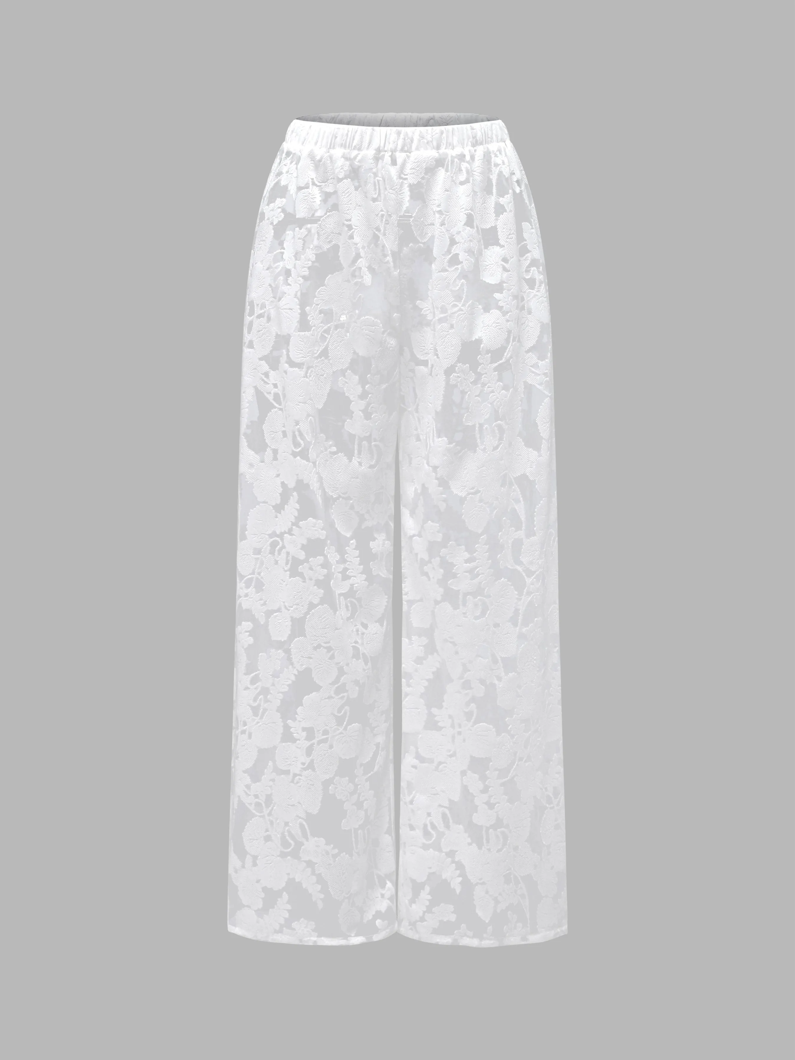 Jacquard Elastic Waist Pants