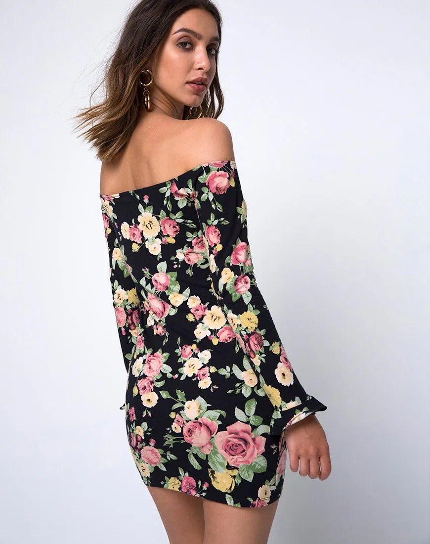 Jazier Off The Shoulder Dress in Vintage Bloom