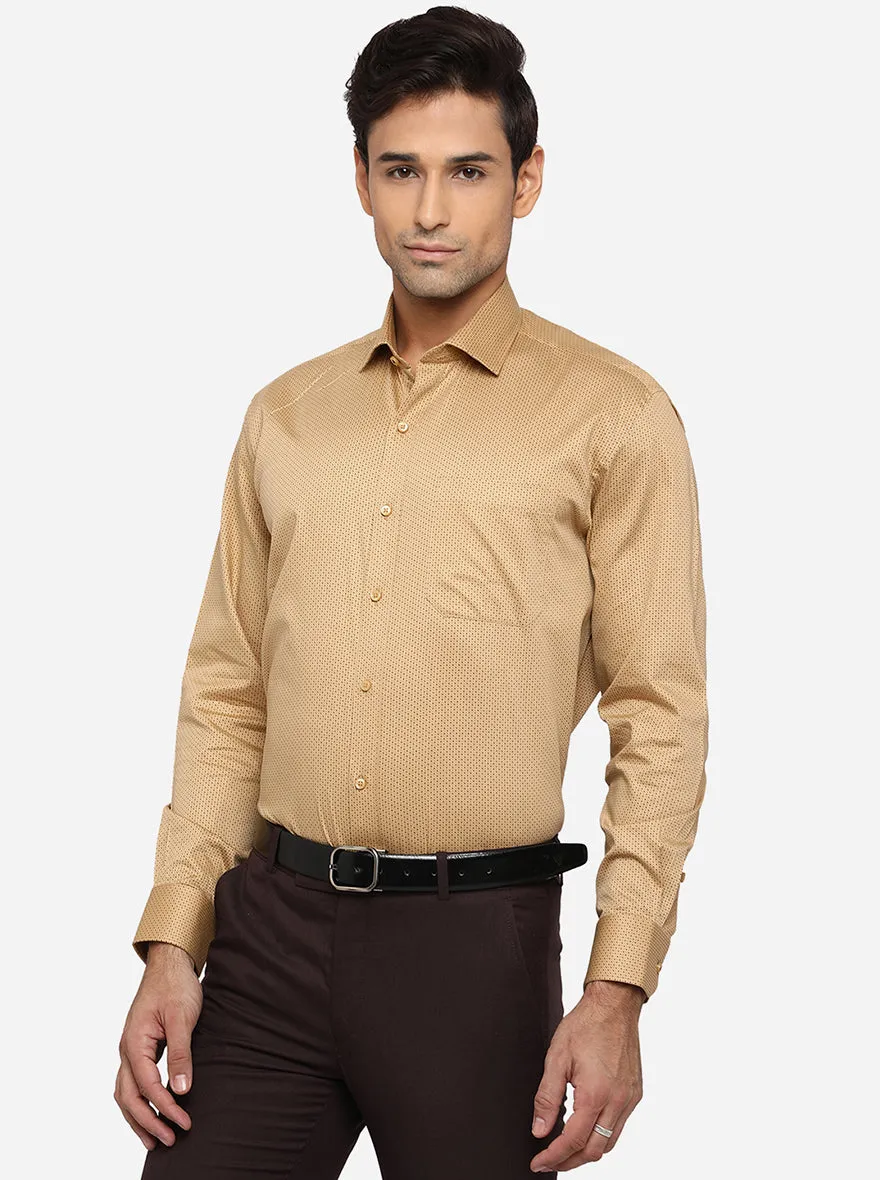 Khaki Printed Regular Fit Formal Shirt | Greenfibre