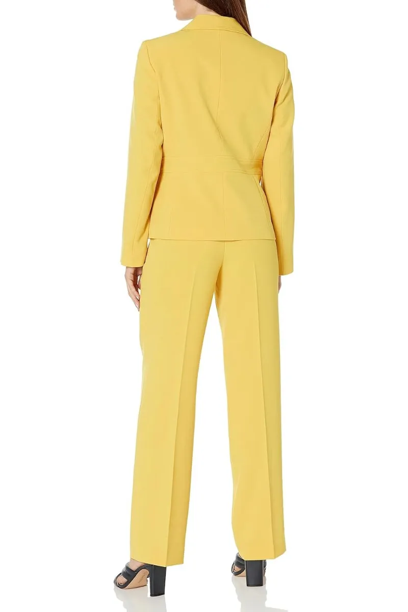 Le Suit Crepe Two Button Notch Collar Jacket and Trouser Pant Set