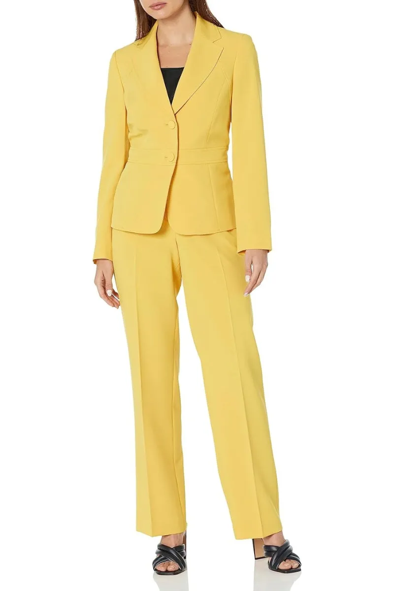 Le Suit Crepe Two Button Notch Collar Jacket and Trouser Pant Set