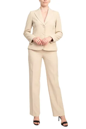 Le Suit Crepe Two Button Notch Collar Jacket and Trouser Pant Set