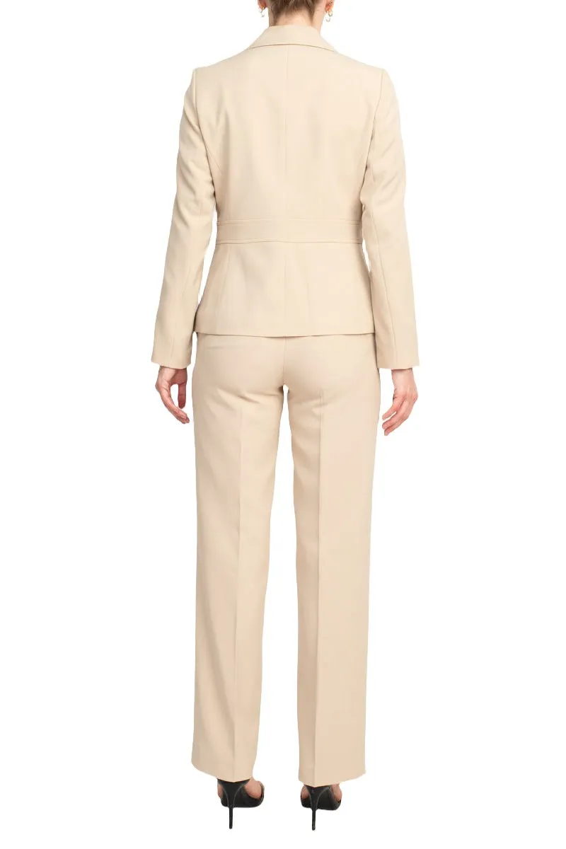 Le Suit Crepe Two Button Notch Collar Jacket and Trouser Pant Set