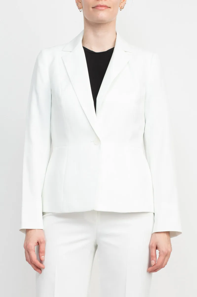 Le Suit Notched Collar 1 Button Jacket with Button Hook Zipper Closure Pants (Two Piece Set)