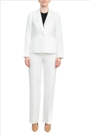 Le Suit Notched Collar 1 Button Jacket with Button Hook Zipper Closure Pants (Two Piece Set)