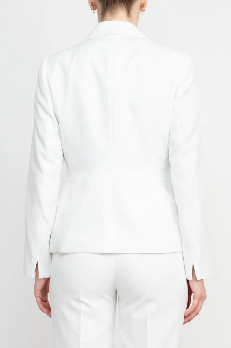 Le Suit Notched Collar 1 Button Jacket with Button Hook Zipper Closure Pants (Two Piece Set)