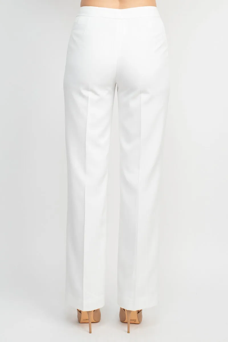 Le Suit Notched Collar 1 Button Jacket with Button Hook Zipper Closure Pants (Two Piece Set)