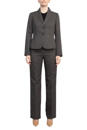 Le Suit Notched Collar Two Button Jacket with Button Hook Zipper Closure Pants (Two Piece Set)