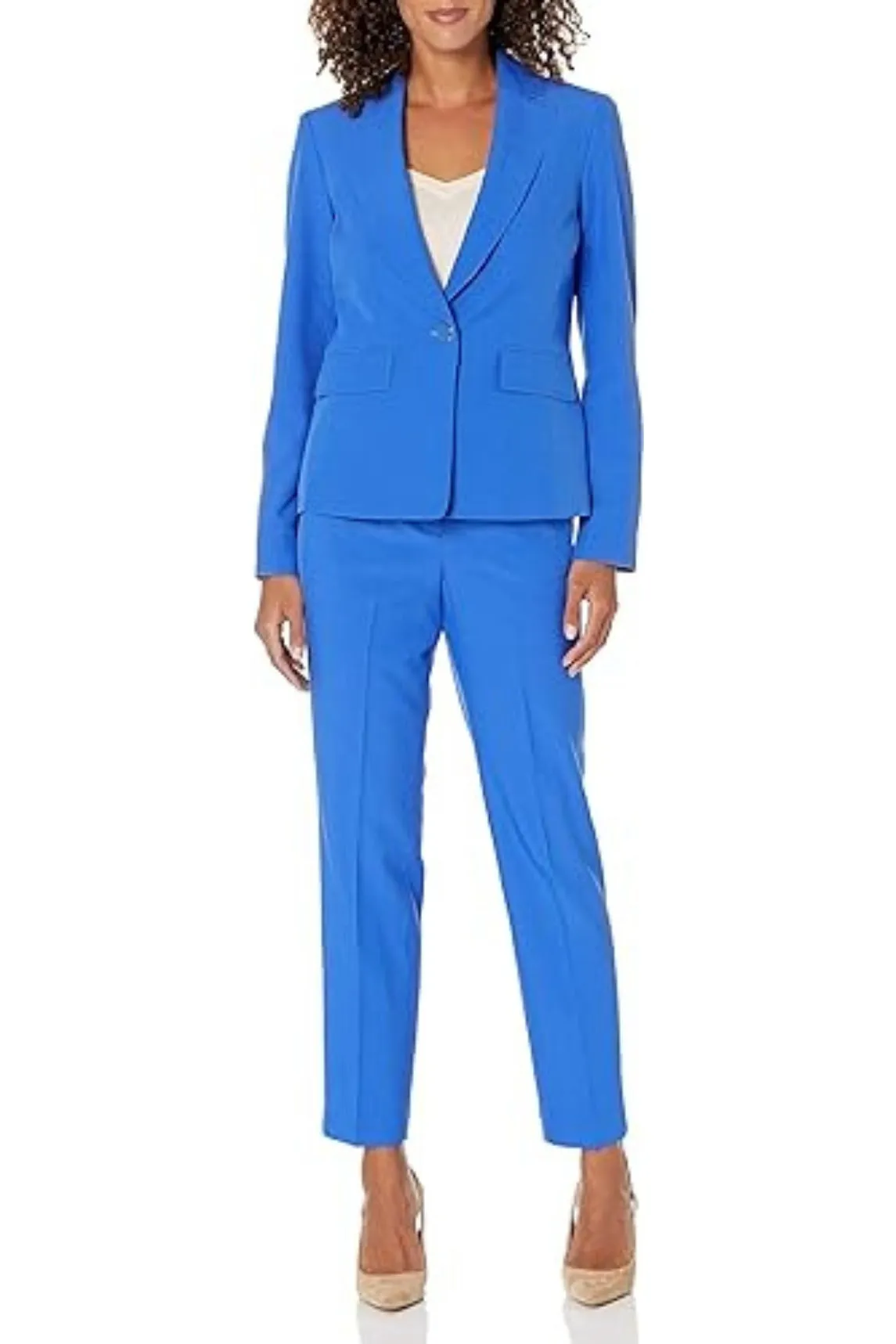 Le Suit Petite Stretch Crepe One Button Pantsuit