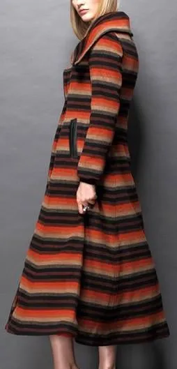 Long Cashmere & Wool Coat - (Red, Blue, Beige, Multi)