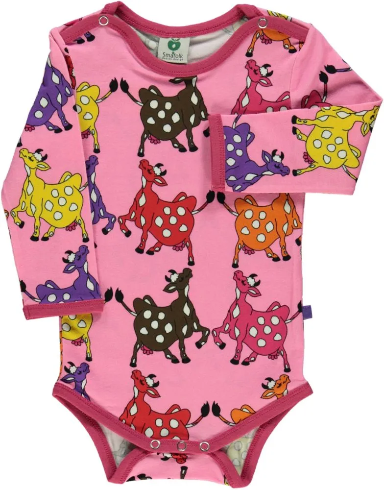 Long-sleeved baby body with cows