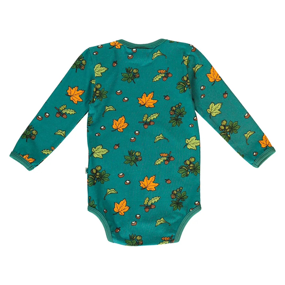 Long-sleeved baby body with Fall leaves