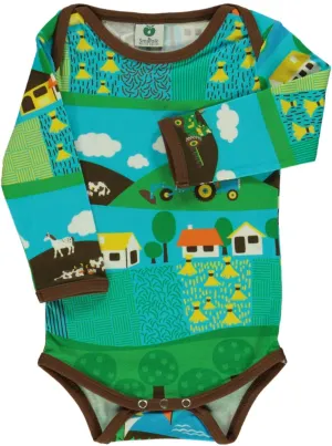 Long-sleeved baby body with landscape