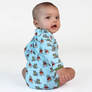 Long-sleeved baby body with rabbits sledding