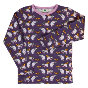 Long-sleeved blouse with badger and squirrel