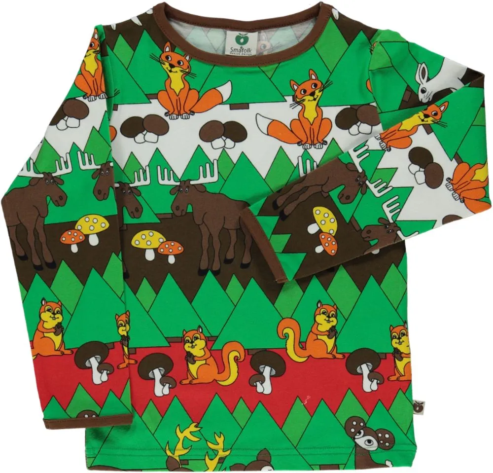 Long-sleeved top with forest animals