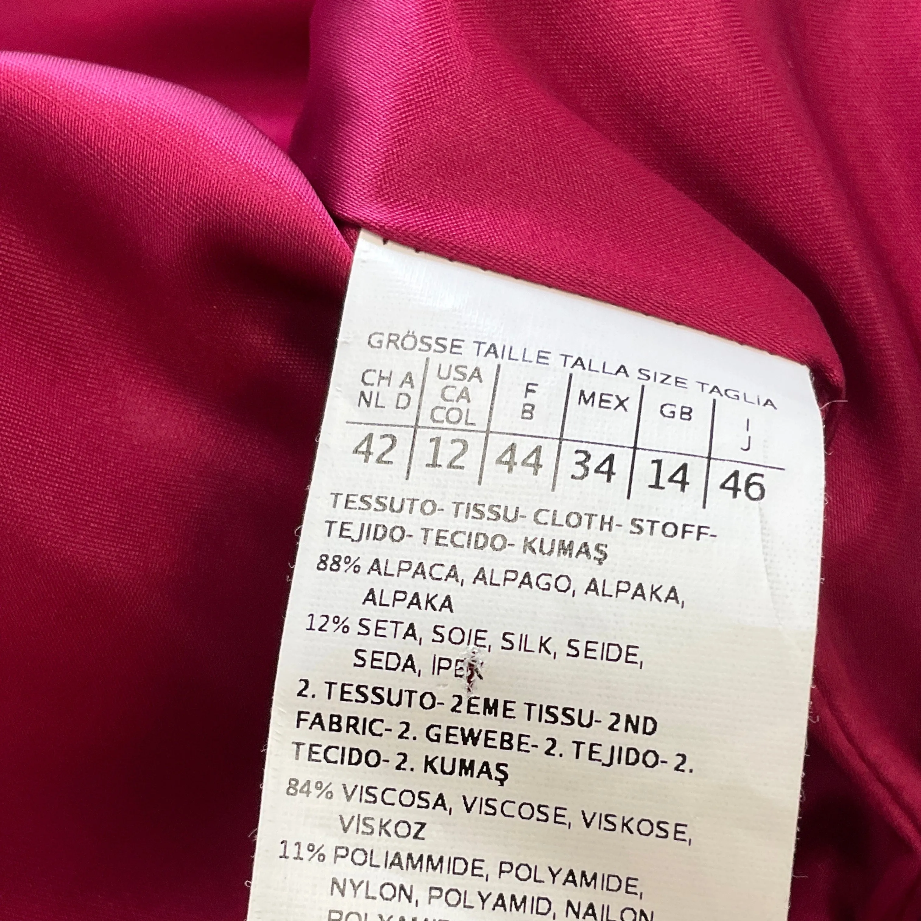 Max Mara Fuchsia Alpaca Jacket