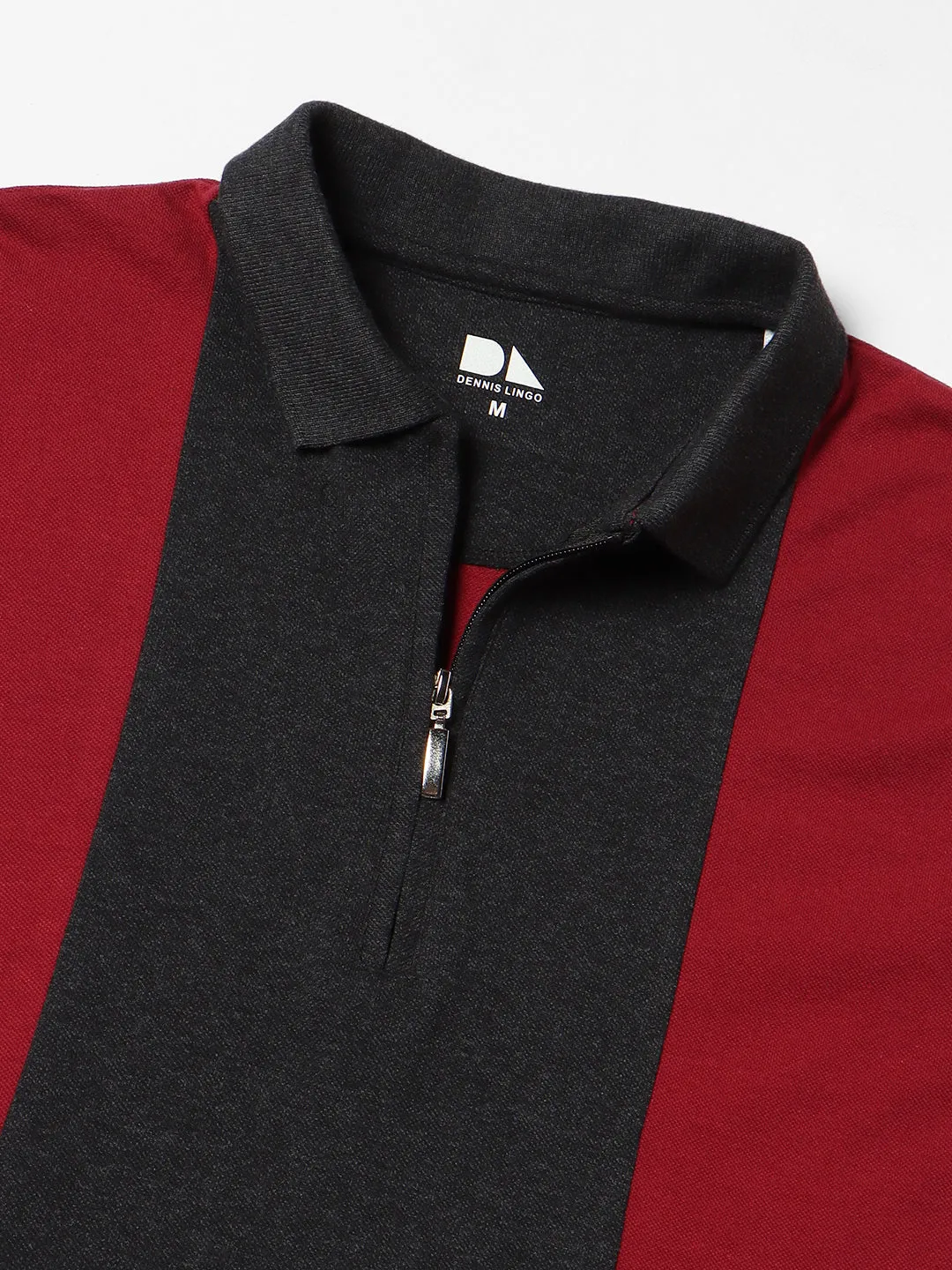 Men's Colorblock Maroon Polo Collar T-shirt