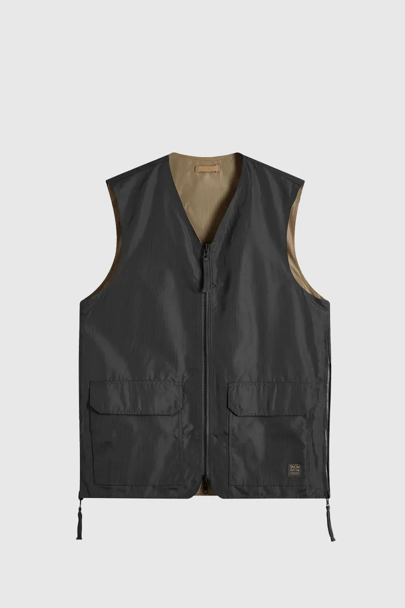 Military Reversible V Neck Vest - Black